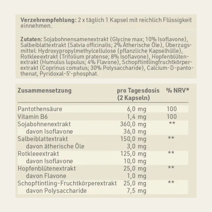 Etikett mit Inhaltsstoffen und -angaben