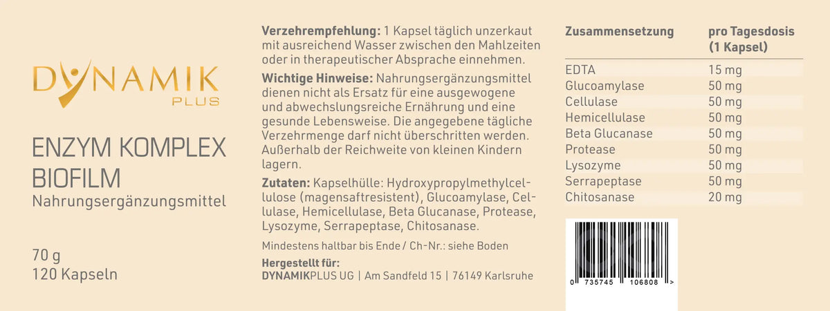 DYNAMIKPLUS Etikett "Enzym Komplex Biofilm"