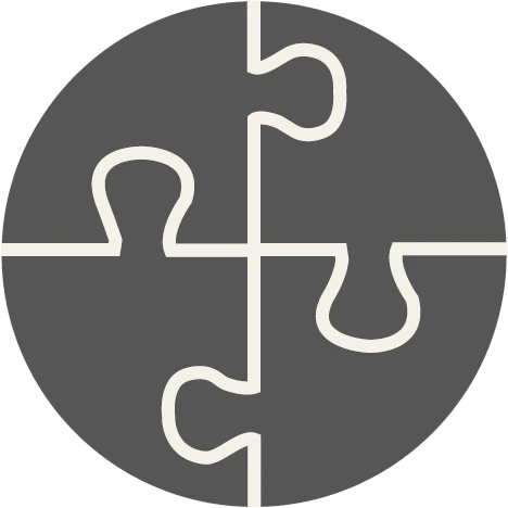 Icon bestehend aus 4 Puzzleteilen die ineinander passen