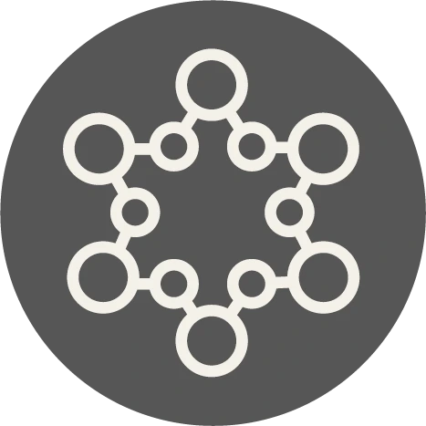 Graues Icon eines Moleküls in Form eines Sterns