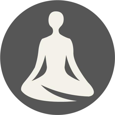 Graues Icon einer meditierenden Person im Schneidersitz