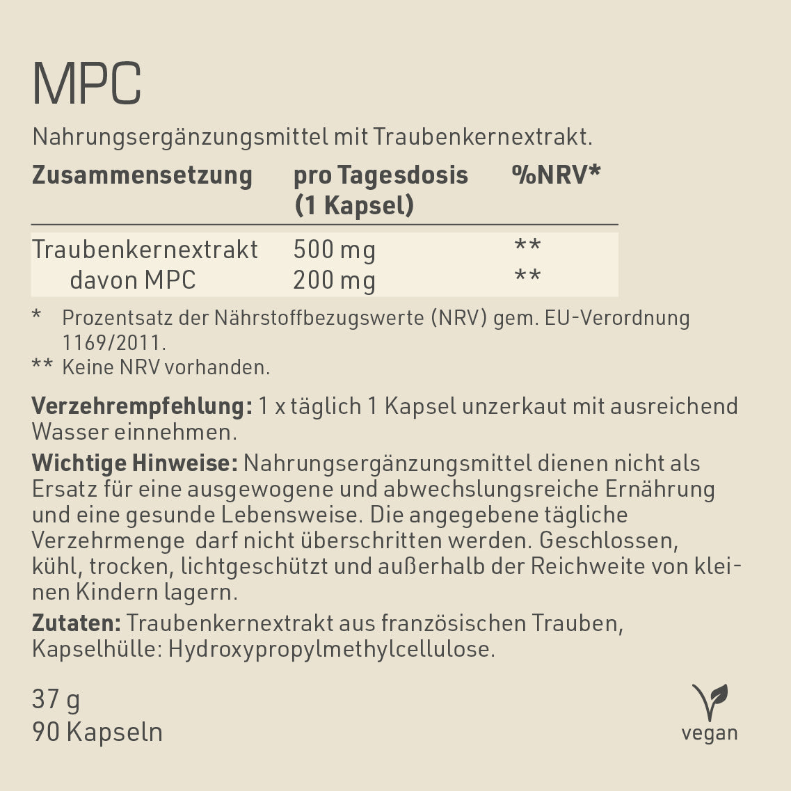 DYNAMIKPLUS MPC Zusammensetzung, Verzehrempfehlung und Zutaten