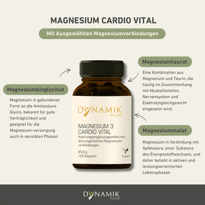 Magnesium 3 Cardio Vital mit Infotexten zu 3 Magnesiumverbindungen