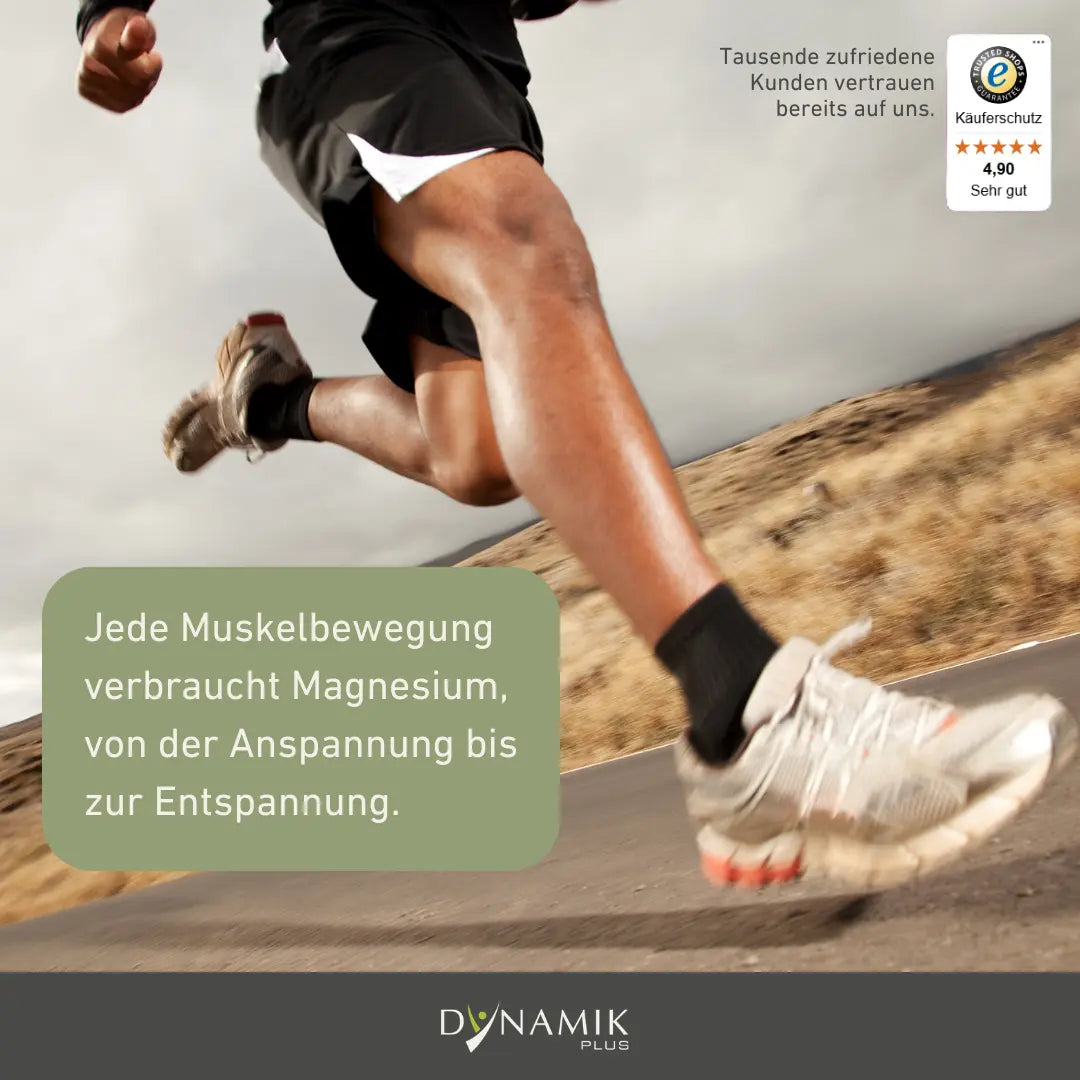 Läufer mit Infobox über Magnesiumbedarf