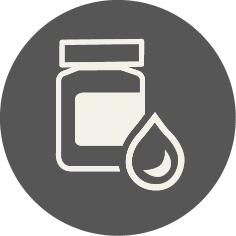 Graues Icon von Behälter und einem Tropfen