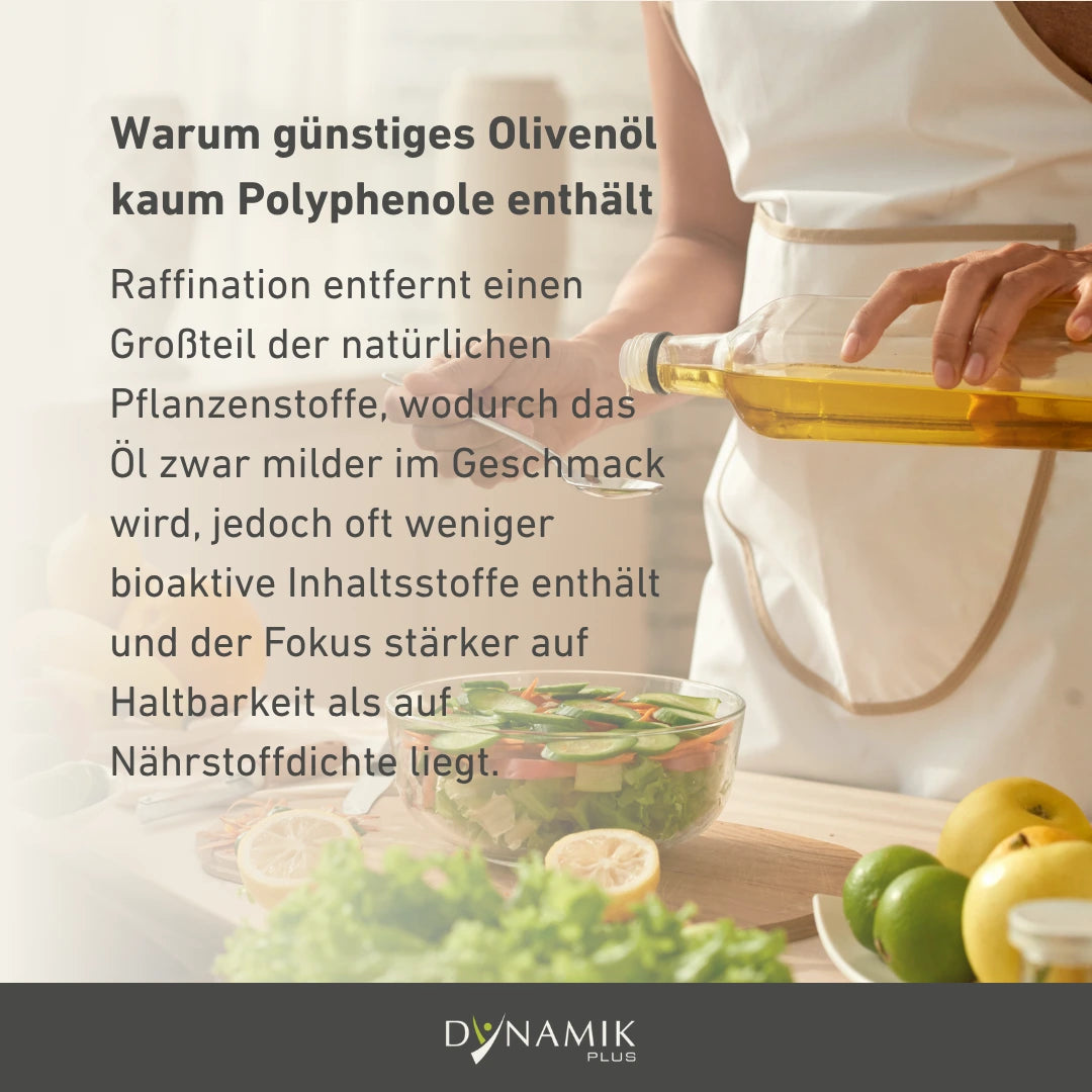 Info über Polyphenol Gehalt von herkömmlichen Bio Olivenöl