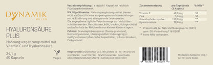 DYNAMIKPLUS Etikett "Hyaluronsäure Plus"